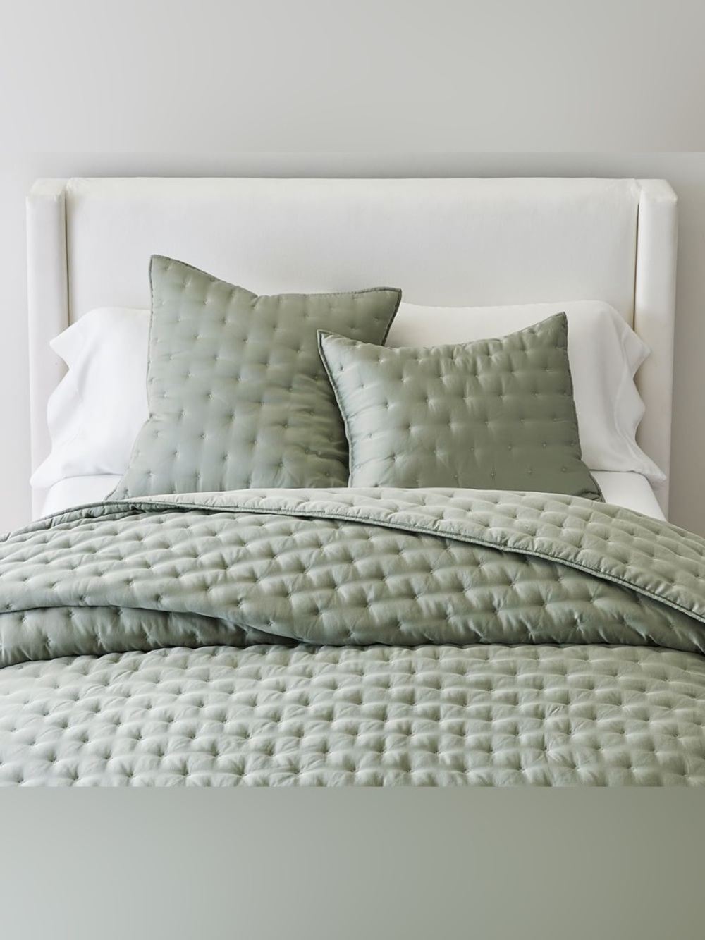 NWT Pottery Barn Tencel Quilted Euro Sham in Eucalyptus